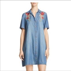 Embroidered Chambray Dress